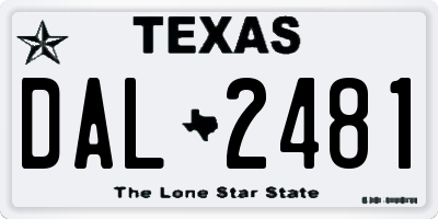 TX license plate DAL2481
