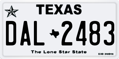 TX license plate DAL2483