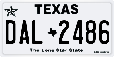 TX license plate DAL2486