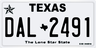 TX license plate DAL2491