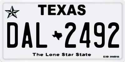TX license plate DAL2492