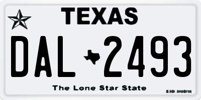 TX license plate DAL2493