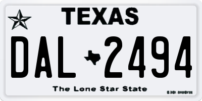 TX license plate DAL2494