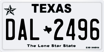 TX license plate DAL2496