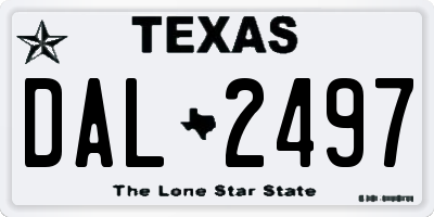 TX license plate DAL2497