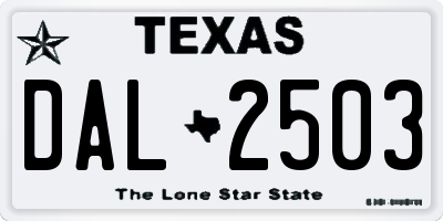 TX license plate DAL2503
