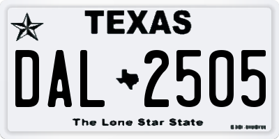 TX license plate DAL2505