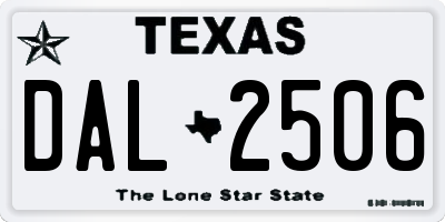 TX license plate DAL2506