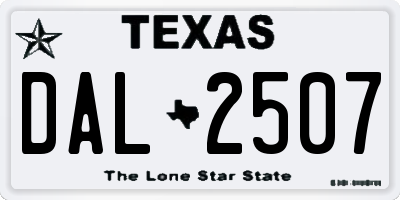 TX license plate DAL2507
