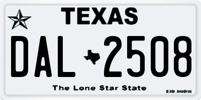 TX license plate DAL2508