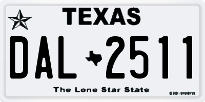 TX license plate DAL2511