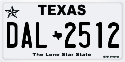 TX license plate DAL2512