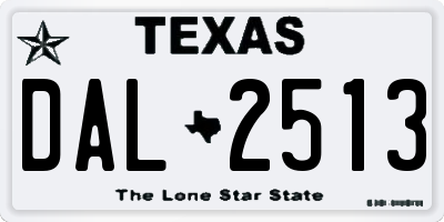 TX license plate DAL2513