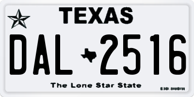 TX license plate DAL2516