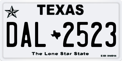 TX license plate DAL2523