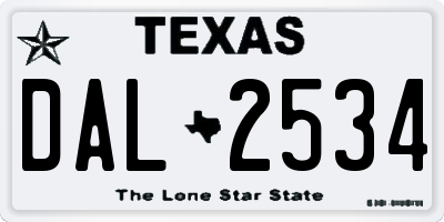 TX license plate DAL2534