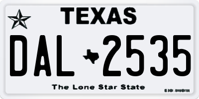 TX license plate DAL2535