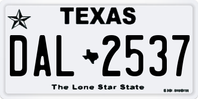 TX license plate DAL2537