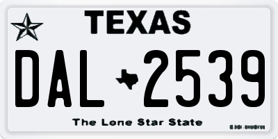 TX license plate DAL2539