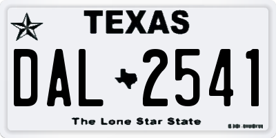 TX license plate DAL2541