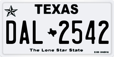 TX license plate DAL2542