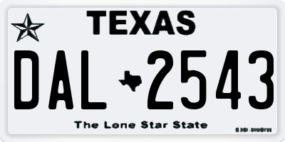 TX license plate DAL2543