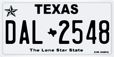 TX license plate DAL2548
