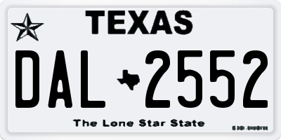 TX license plate DAL2552