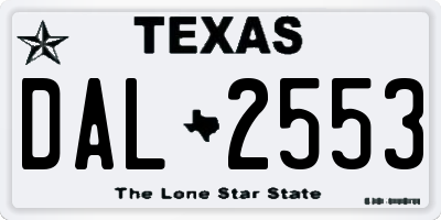 TX license plate DAL2553