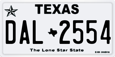 TX license plate DAL2554