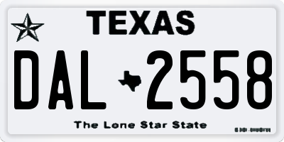 TX license plate DAL2558