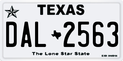 TX license plate DAL2563