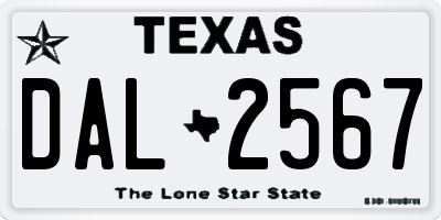 TX license plate DAL2567