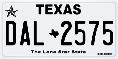 TX license plate DAL2575