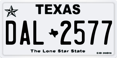 TX license plate DAL2577