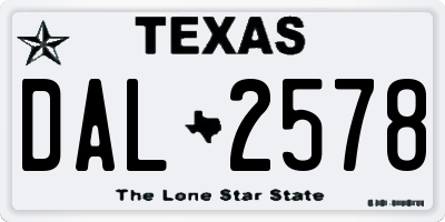 TX license plate DAL2578