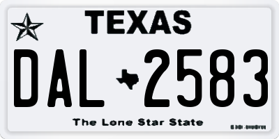 TX license plate DAL2583