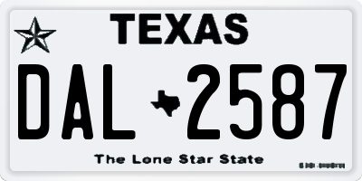 TX license plate DAL2587