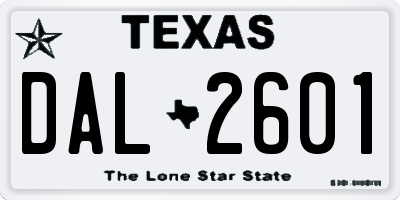 TX license plate DAL2601
