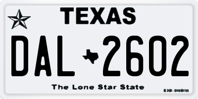 TX license plate DAL2602