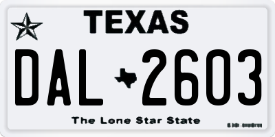 TX license plate DAL2603