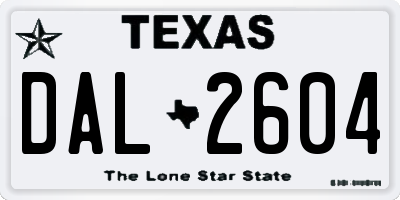 TX license plate DAL2604