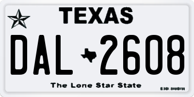 TX license plate DAL2608