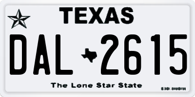 TX license plate DAL2615