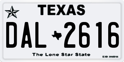 TX license plate DAL2616