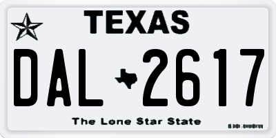 TX license plate DAL2617