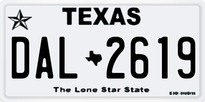 TX license plate DAL2619