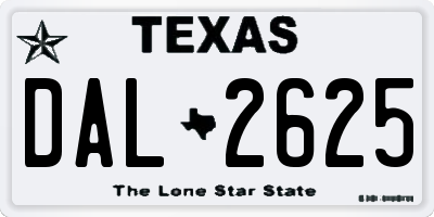 TX license plate DAL2625