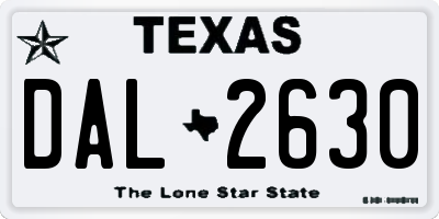 TX license plate DAL2630