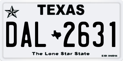 TX license plate DAL2631